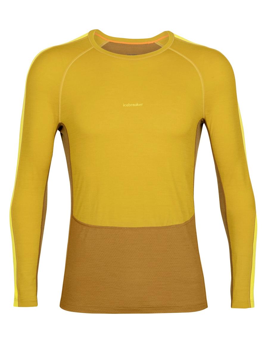 Base Layers Icebreaker 200 ZoneKnit™ Merino Long Sleeve Crewe Męskie Złote | PL 1621UZGT